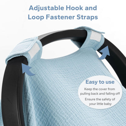 SERAPHY 100% Muslin Cotton Car Seat Covers for Babies, Universal Baby Car Seat Cover, Breathable Muslin Carseat Cover Canopies for Boys and Girls, Soft Infant Car Seat Cover for Summer — Rabbits