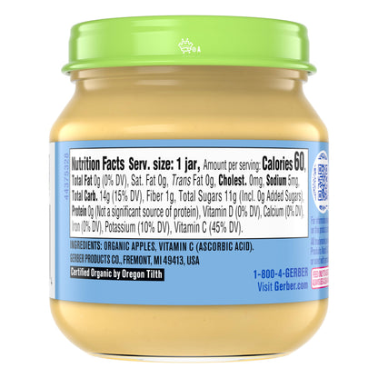 Gerber Stage 1 Baby Food, Organic Butternut Squash Jar, Baby Puree, Non-GMO, Vegetable, Puree Jars Glass, 10-pack