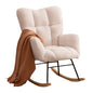 NIOIIKIT Nursery Rocking Chair Teddy Upholstered Glider Rocker Rocking Accent Chair Padded Seat with High Backrest Armchair Comfy Side Chair for Living Room Bedroom Offices (Ivory Teddy)