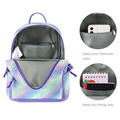 mibasies Mini Backpack for Girls Kids Rainbow Purse Dance Bag for Girls Gifts age 2 3 4 5 6 7 8 yrs