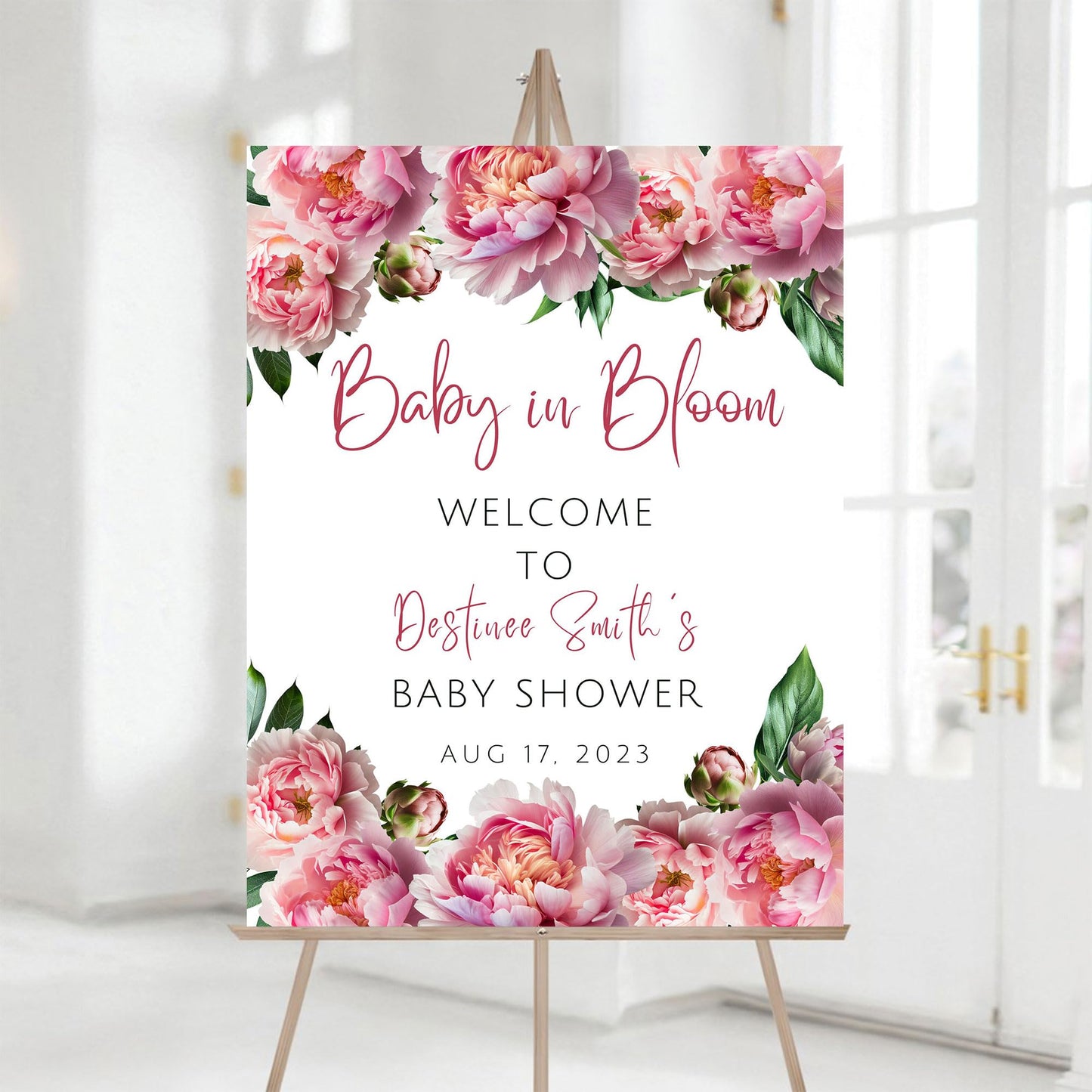 Personalized A Little Snowflake Is On The Way Welcome Sign, Pink, Girl, Winter Baby Shower Canvas