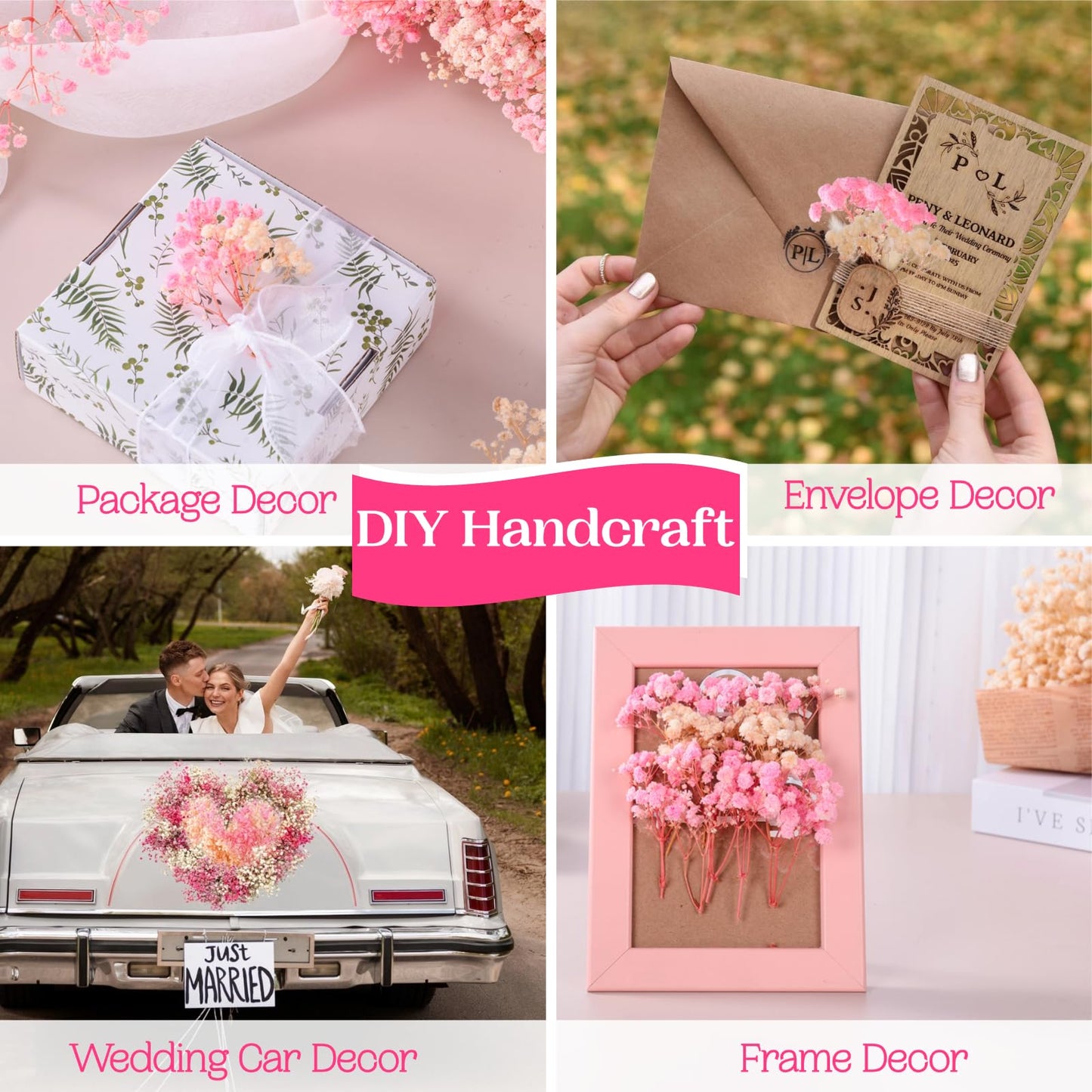 3500+ Dried Babys Breath Flowers Pink & White-17'' Baby's Breath Bulk Bouquet, Real Natural Dried Gypsophila Flowers for Resin, Home Vase Decor, Card DIY, Party, Wedding Flower Wreaths