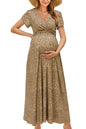 OUGES Maternity Maxi Dress Wrap V Neck Baby Shower Pregnancy Dresses for Photoshoot