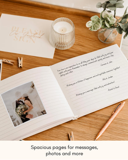 Lamare Elegant Blank Page Wedding Guest Book – The Perfect Polaroid Guest Book for Wedding Receptions, Birthdays, Baby Showers, and Special Events – A Stylish Sign-in Book for Guests