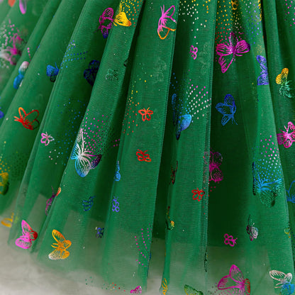 IDOPIP Toddler Baby Girls Shiny Butterfly Tutu Dress Princess Birthday Party Pageant Flower Girl Wedding V-Backless Dresses