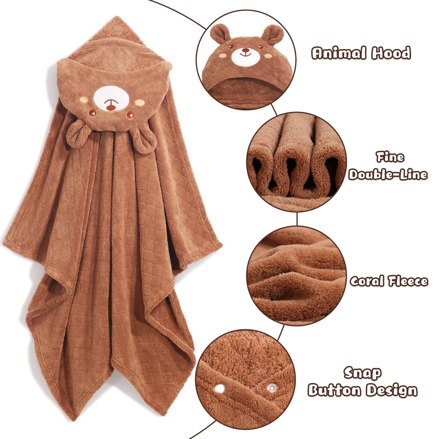 Hooded Baby Towels Boy for 0-6 Years, 50"x 32" Extra Large Toddler Bath Towels with Hood for Boys & Girls, 2-Pack Absorbent Thick Soft Gift for Kids Yellow Lion & Orange Monkey