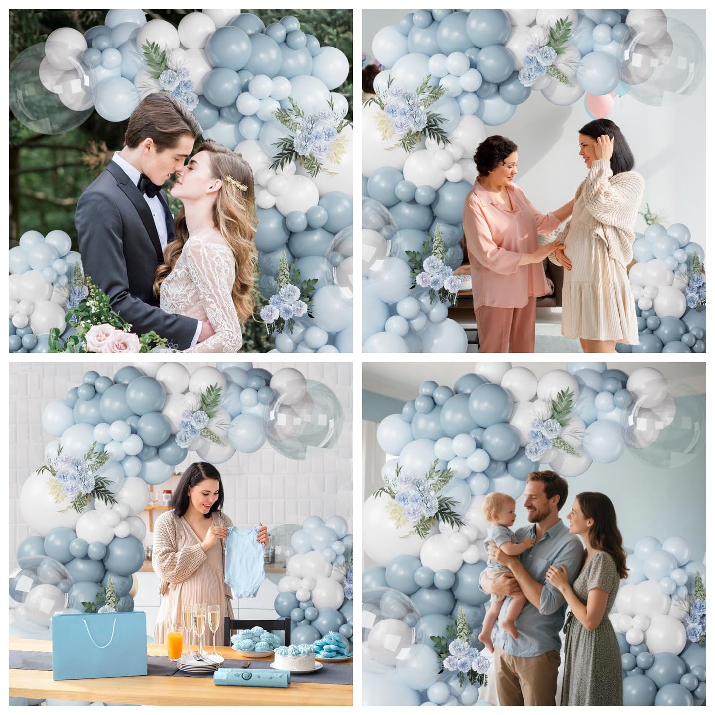Dusty Blue Balloon Arch Kit,122 Pcs Dusty Blue and White Balloons,MacaronBlue White Balloon Arch Garland Kit for Boy Baby Shower Gender Reveal,Men Birthday,Graduation Decorations,Bridal Shower