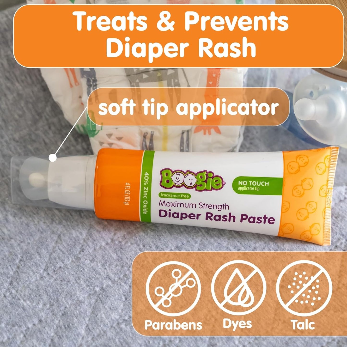 Boogie Diaper Rash Cream Spray for Baby, Travel Friendly No-Rub Touch Free Application for Sensitive Skin, Over 200 Sprays per Bottle, 1.7 oz (Pack of 3)
