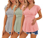 Ekouaer Maternity Shirts 3 Packs Flying Short Sleeve Nursing Tops Pregnancy Clothes