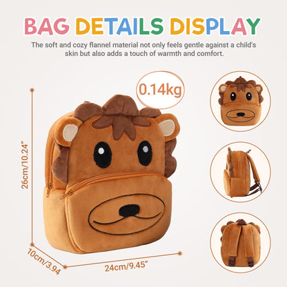 MICHLEY Toddler Backpack Plush Animal SchoolBag Cartoon Girls Travel Bag Mini Baby Daypack for Kids Kindergarten Pre School Bags, Cow