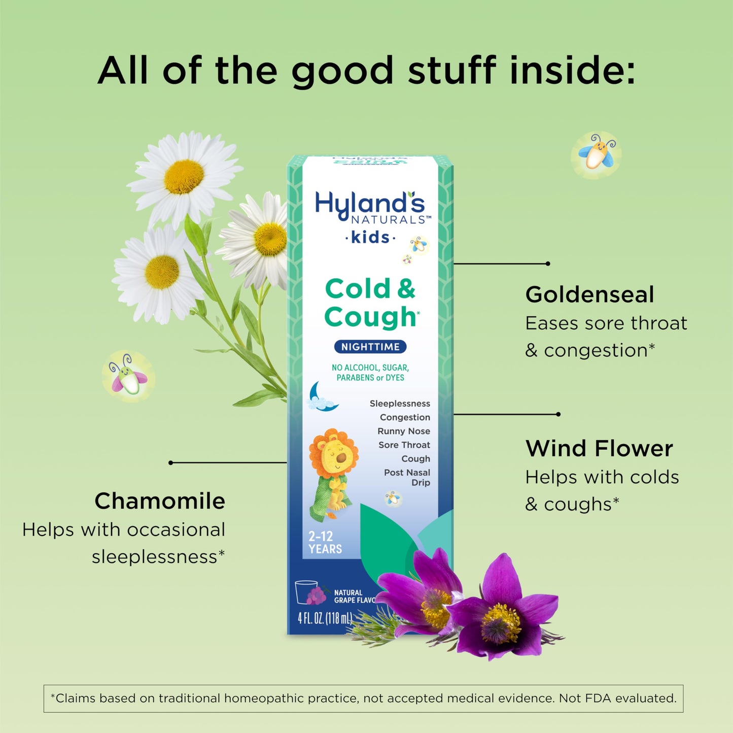 Hyland's Kids Cold and Cough, Day and Night Combo Pack, Cold Medicine for Ages 2 and up, Syrup Cough Medicine for Kids, Nasal Decongestant, 4 Fl Oz (Pack of 2)