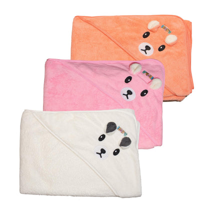 Ioly's Hooded Baby Bath Towels for Newborn Essentials 41" (Large) Set 3 Towel with Hood for Kids Babies Toddler Infant Baby Towels with Hood Cosas para Bebes recien nacidos (White/Pink/Orange)