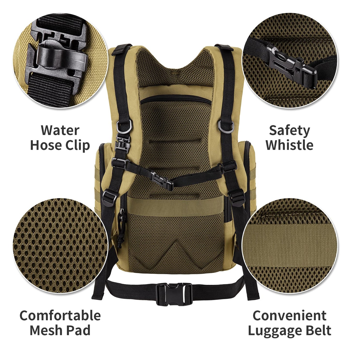 SHARKMOUTH Diaper Bag Backpack for Dad and Mom, Military Molle diaper Pack with Insulated Bottle Holders and Wipe Pocket