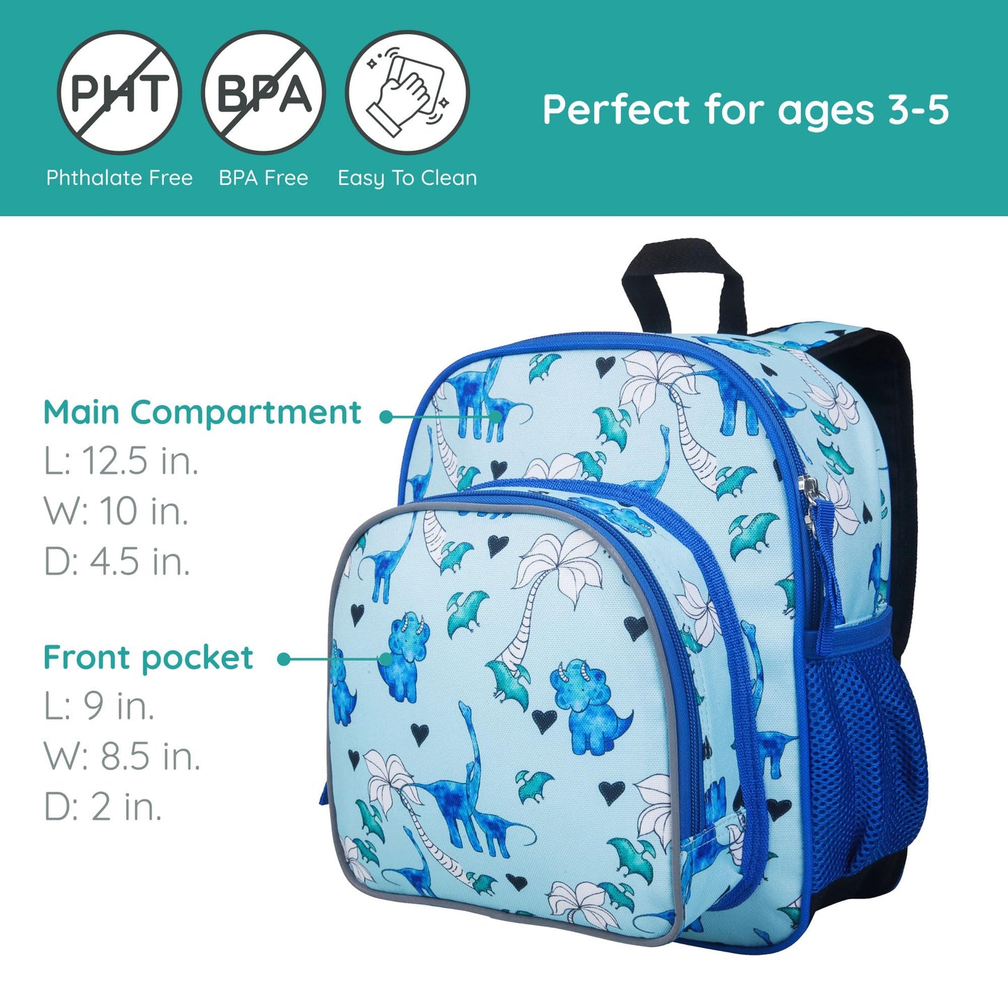Wildkin 12-inch Kids Backpack – Padded, Adjustable, Ideal for Daycare & Travel - Trains, Planes, and Trucks