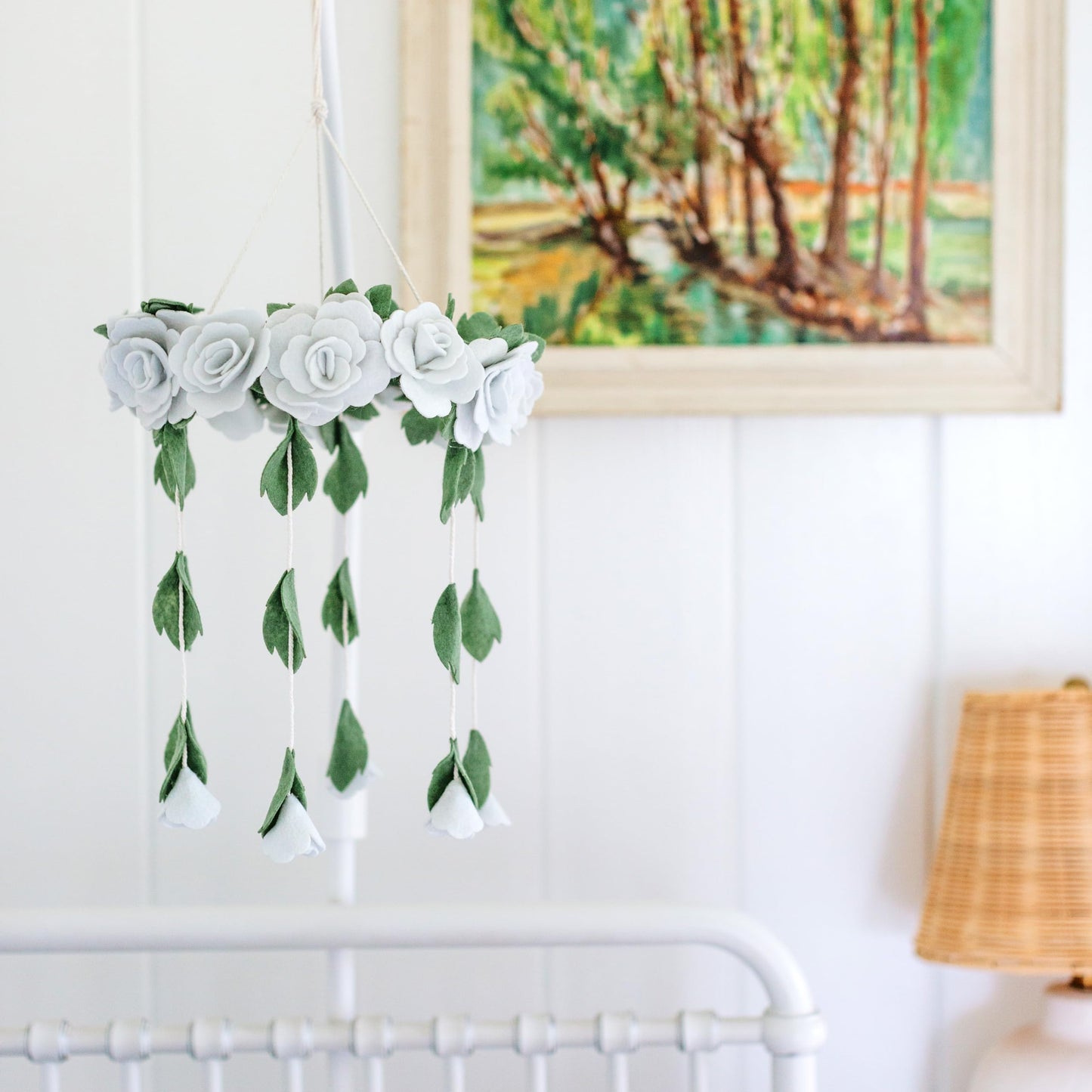 Baby Crib Mobile (Felt Rose) - Baby Shower Gift Nursery Decorations - Handmade Floral Decor for Girls