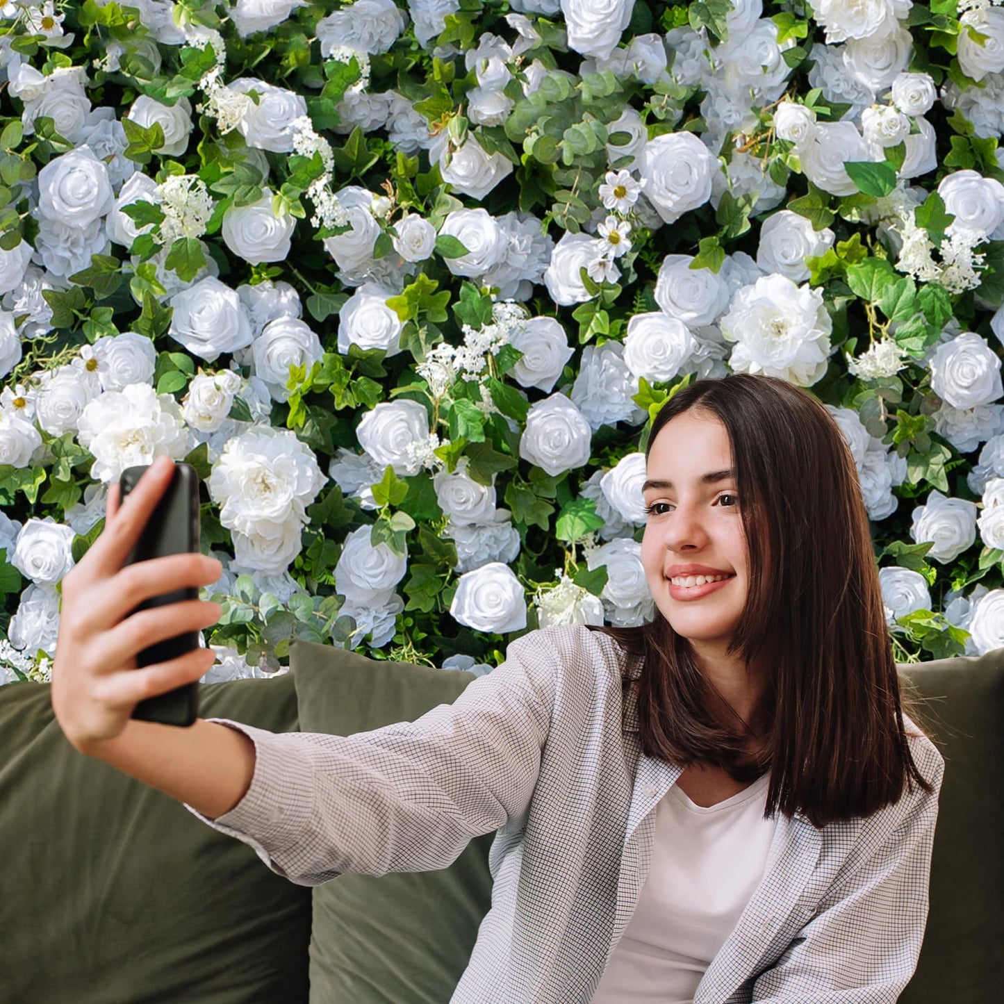 Artificial Luxury‌ Flower Wall Panels, Gorgeous 3D Silk Floral Backdrop for Wedding, Baby Show, Party and Home Decor, Quick Assembly/Storage, Eco ＆ Pet Friendly, 2 pcs, Each Panel 2*8 ft.