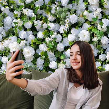 Artificial Luxury‌ Flower Wall Panels, Gorgeous 3D Silk Floral Backdrop for Wedding, Baby Show, Party and Home Decor, Quick Assembly/Storage, Eco ＆ Pet Friendly, 2 pcs, Each Panel 2*8 ft.