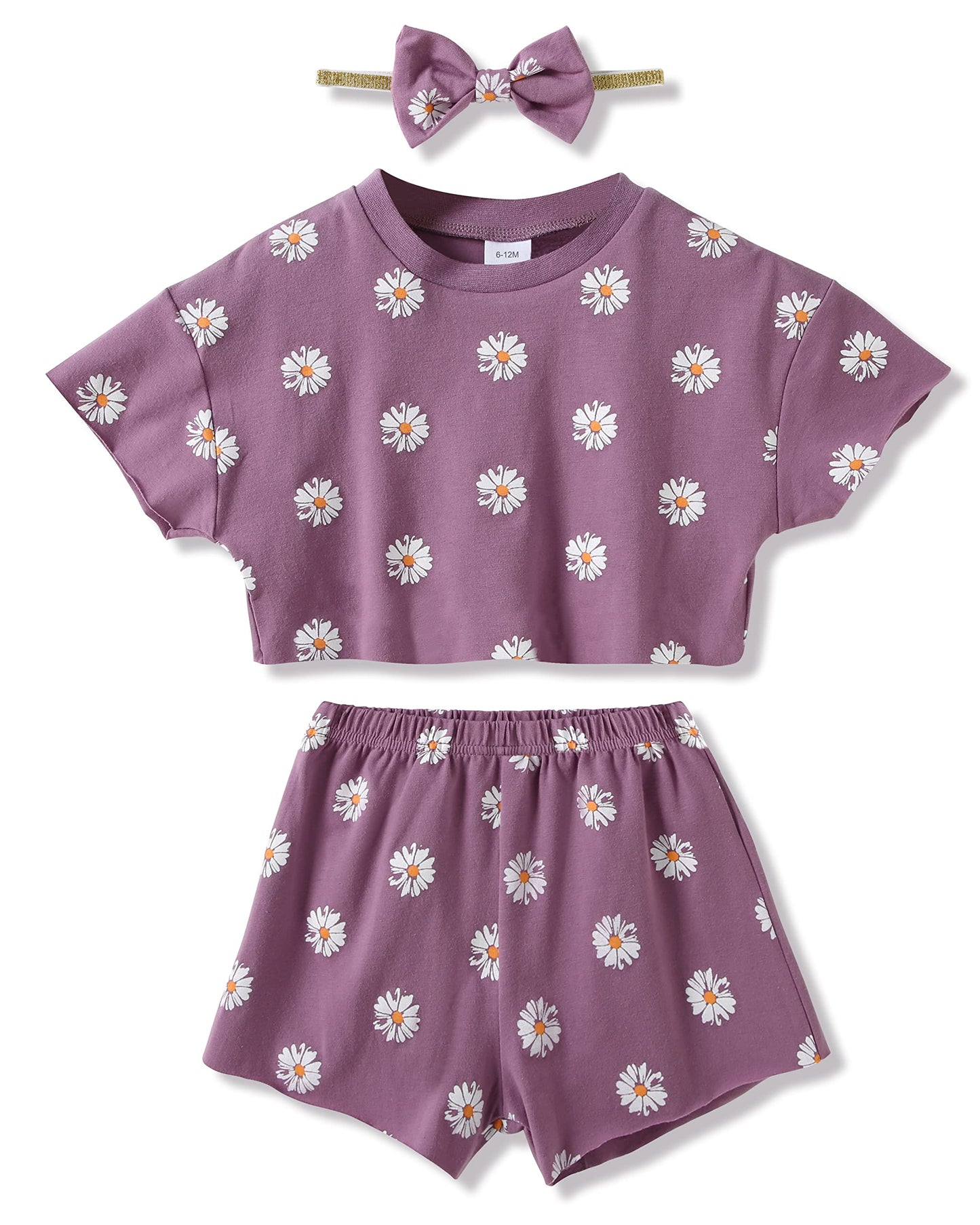 WESIDOM Toddler Girl Clothes Baby Girls Outfits 6M-5T Summer Floral Print Shirt+Shorts+Headband 3pcs Baby Clothing