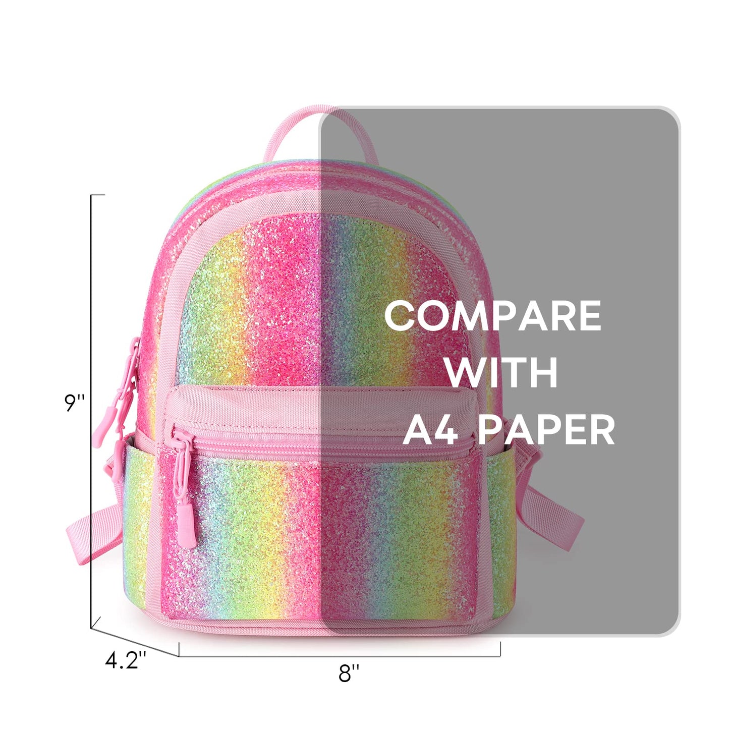 mibasies Mini Backpack for Girls Kids Rainbow Purse Dance Bag for Girls Gifts age 2 3 4 5 6 7 8 yrs