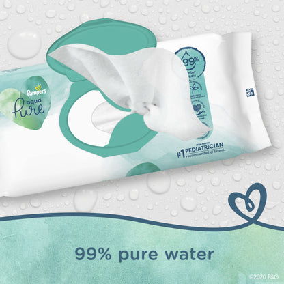 Pampers Baby Wipes Aqua Pure, 99% water-based wipes, Hypoallergenic and Unscented Infant Wipe, 896 Total (16 Flip-Top Packs)