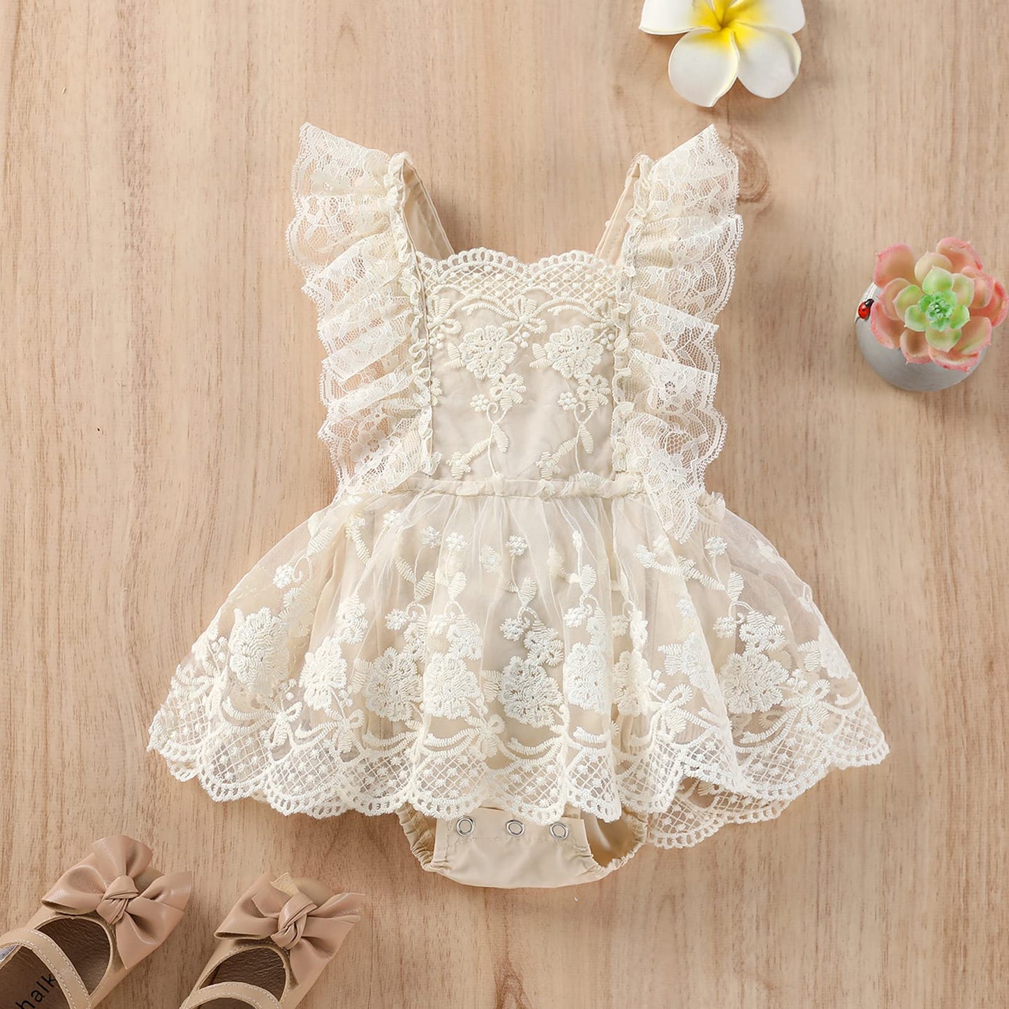 MERSARIPHY Newborn Baby Girl Boho Outfits Infant Lace Tulle Ruffle Bubble Romper Dress Jumpsuit Bodysuit Photoshoot Clothes