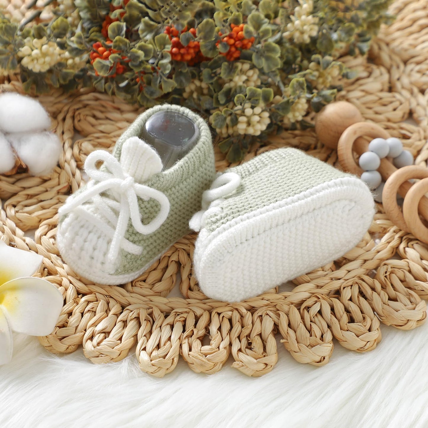 DovFanny Baby Booties Newborn Baby First Shoes Cozy Warm Knit Soft Booties for Toddler Infant Boy Girl