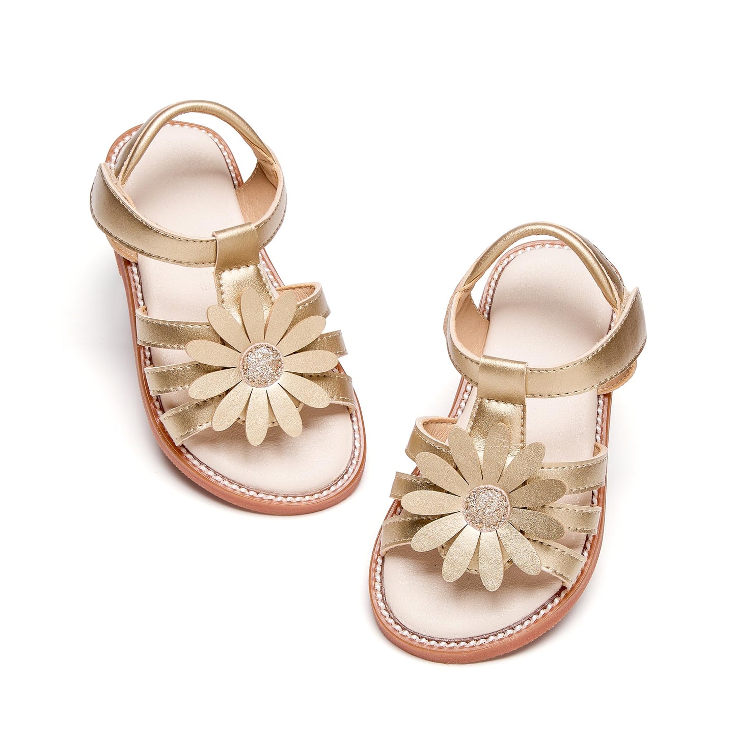 Felix & Flora Toddler Girls Sandals Soft Rubber Flats Summer Baby Flower Girl Shoes.