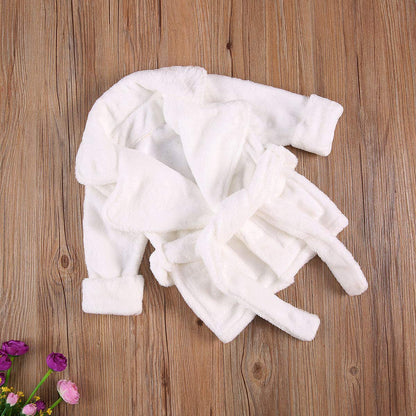 Qiylii Unisex Baby Plush Bathrobe Plain Kimono Gown Newborn Toddler Girls Boys Towel Robe Nightwear Clothes