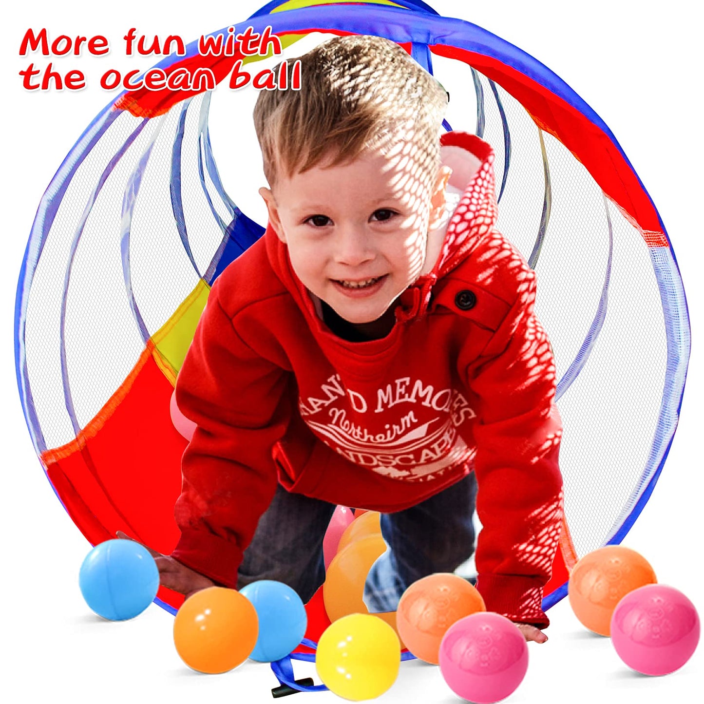 PigPigPen Pop Up Play Tunnel Tent for Toddlers Babies or Dogs, Indoor & Outdoor Toys for Kids Backyard Playset. (Red,Yellow,Blue)