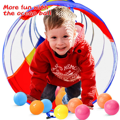 PigPigPen Pop Up Play Tunnel Tent for Toddlers Babies or Dogs, Indoor & Outdoor Toys for Kids Backyard Playset. (Red,Yellow,Blue)