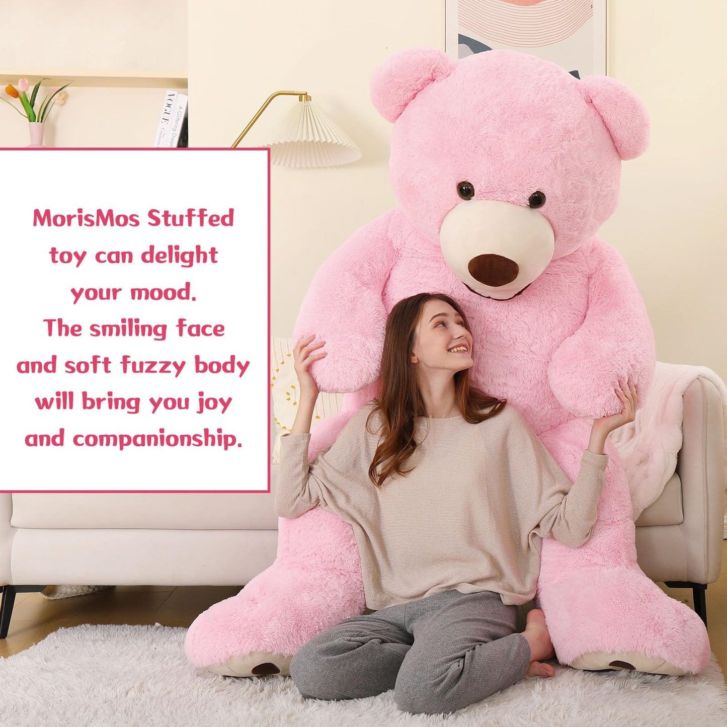 MorisMos Smile Giant Teddy Bear, 51inch Large Stuffed Bears with Big Footprints, Big Stuffed Animals Cuddly Plush Gifts for Girlfriends, Boyfriend, Dark Brown