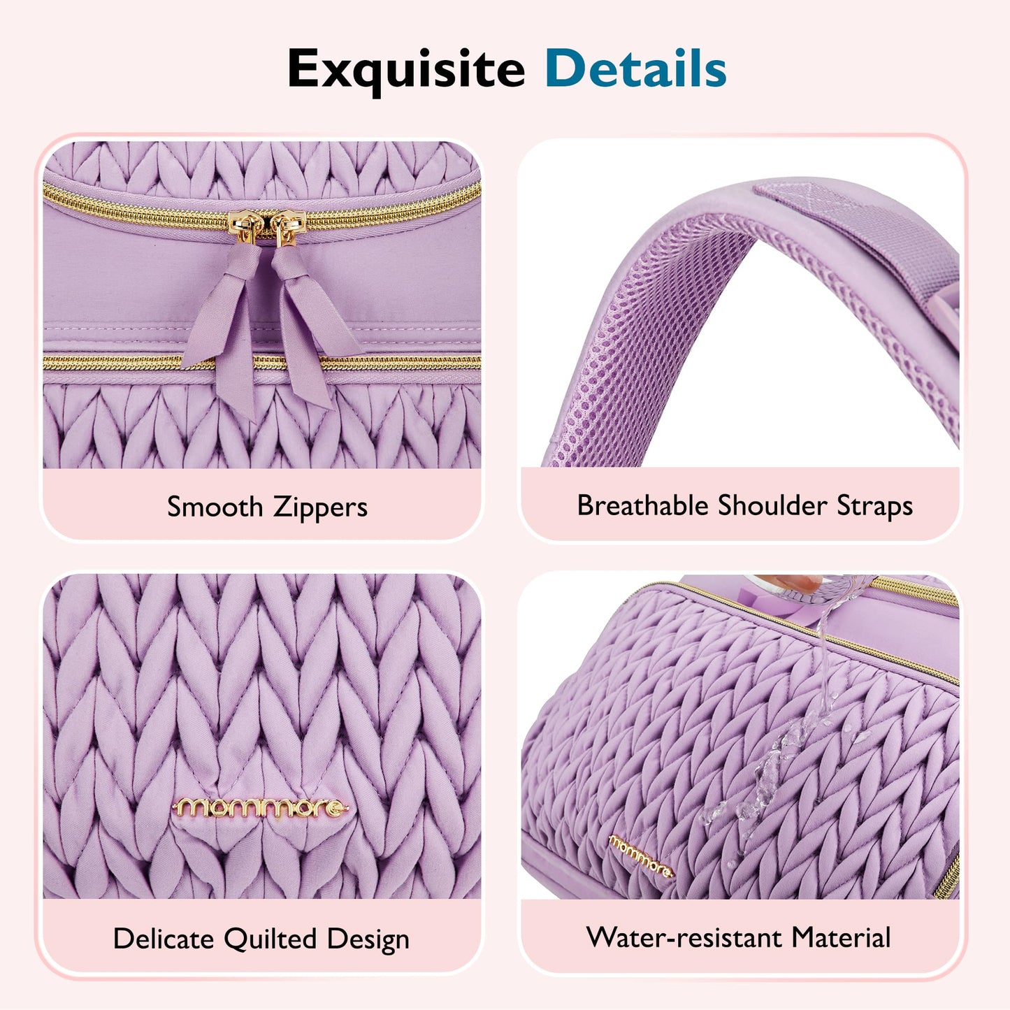 mommore Diaper Bag Small Diaper Backpack Stylish Baby Travel Backpacks with Insulated Pockets, Changing Pad, Stroller Straps