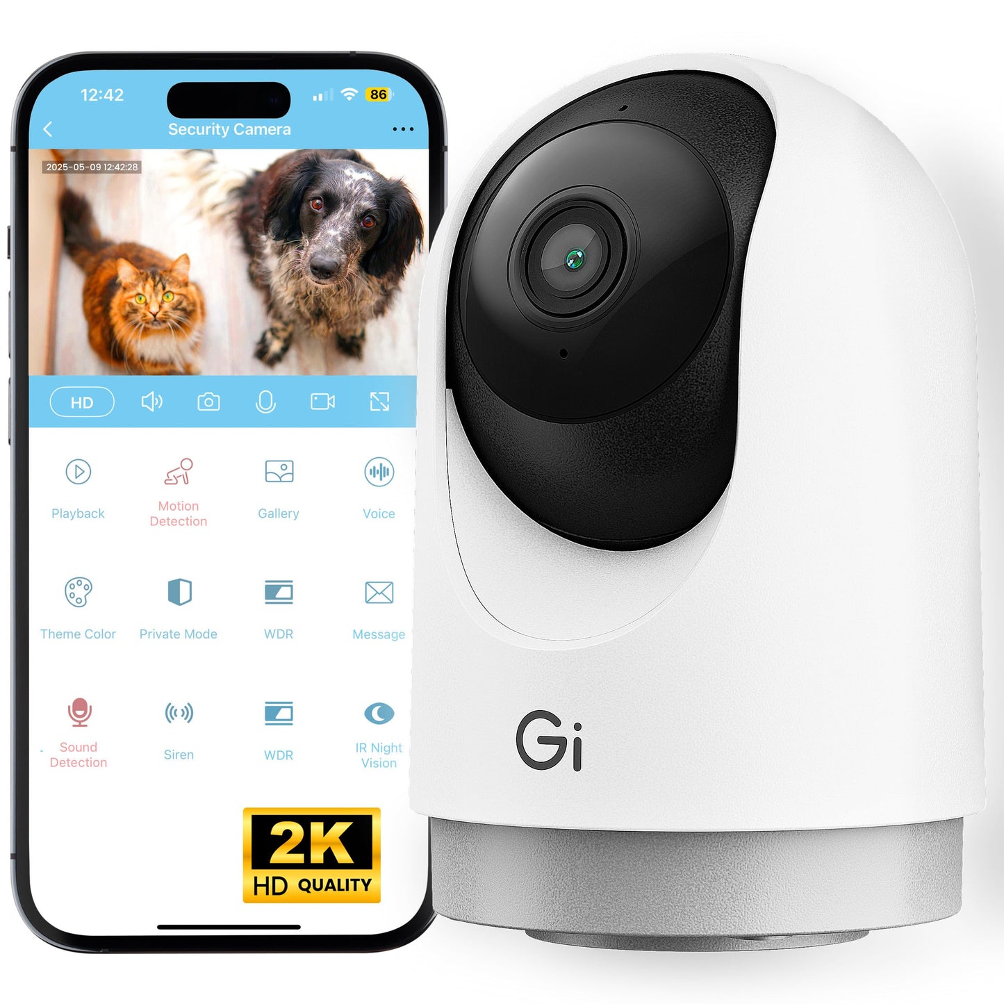 GEARit Baby Monitor with Camera & Audio 2K Video with Motion & Crying Detection, 2 Way Audio Easy WiFi Setup, Remote Monitoring - Easy to Set Crib Monitor with Adjustable Stand