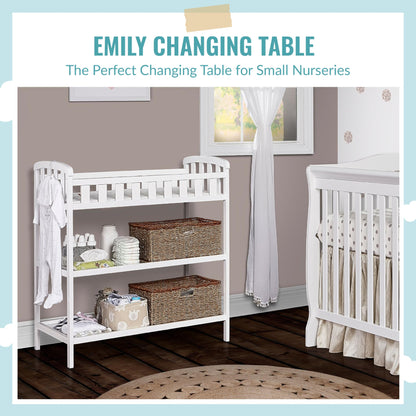 Dream On Me Emily Changing Table In Natural, Comes With 1" Changing Pad, Features Two Shelves, Portable Changing Station, Made Of Sustainable New Zealand Pinewood
