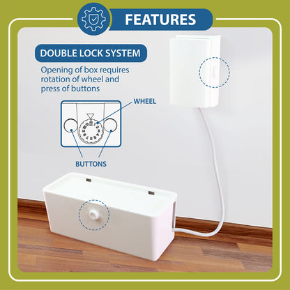 Power Strip Cover Box - Effectively Baby Proofs Power Strip with Patented Dual Lock. Convenient Side Openings for Cords & Cables. Protects Small Hands & Fingers