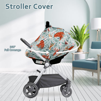 Nursing Cover Breastfeeding, Multi-use Baby CarSeat Cover Girls, Infant Stroller Car Seat Cover, Stretchy Carseat Canopy, Soft Breathable, Peony