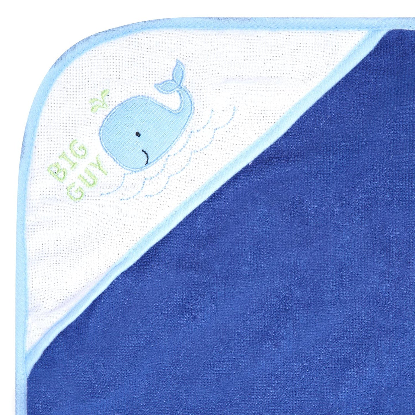 Buttons & Stitches Boy's 3-Pack Blue Whale Hooded Baby Towels, 26x30 Inches