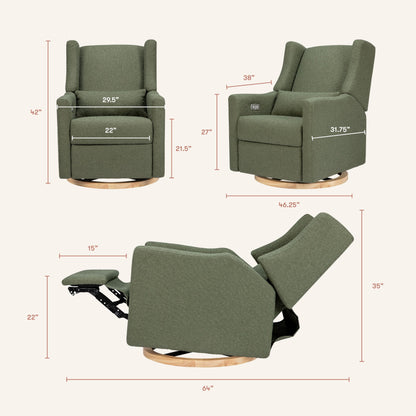 Babyletto Kiwi Electric Power Glider Recliner Nursery Chair w/ USB Ports - Water & Stain Resistant Glider Rocking Chair for Nursery - GREENGUARD Gold Certified Swivel Rocker Recliner Chair - Cream