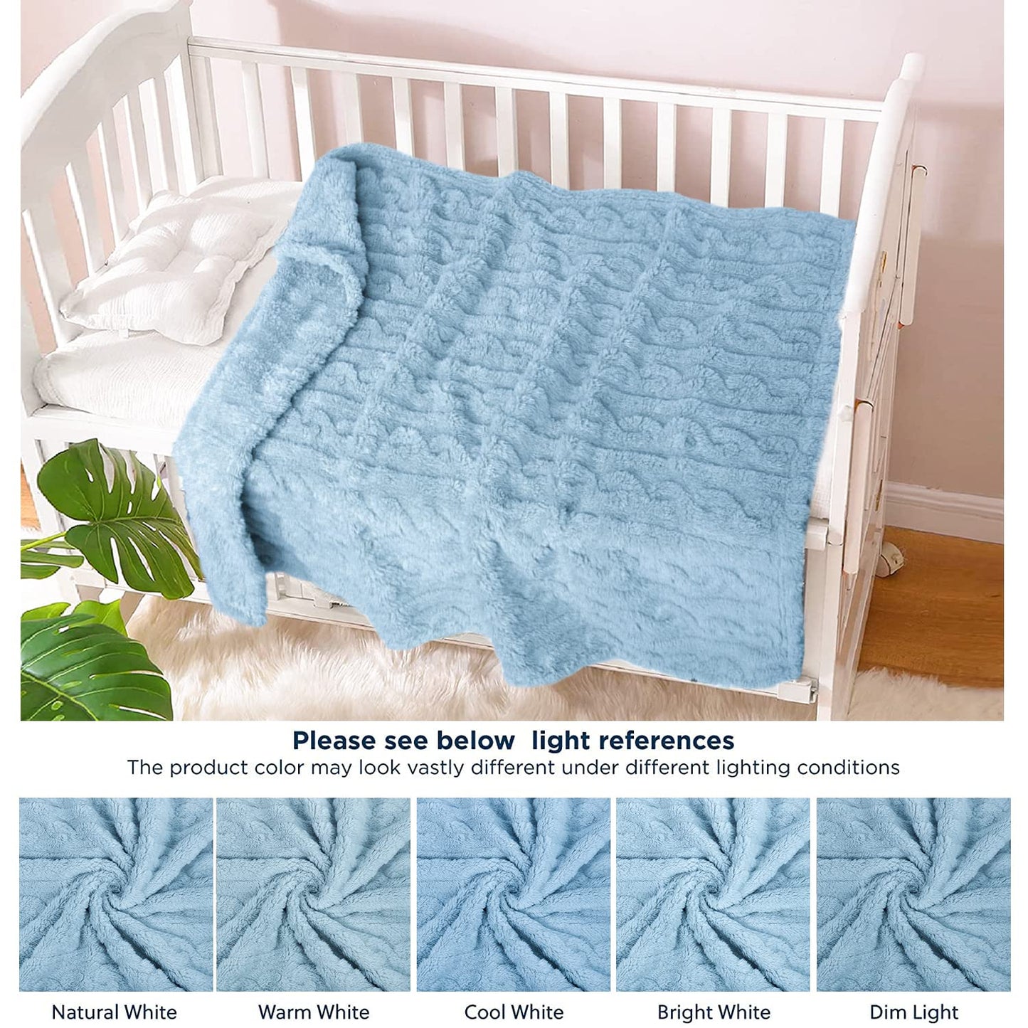 HOMRITAR Baby Blanket for Girls Toddlers 3D Fleece Fluffy Fuzzy Blanket for Baby, Soft Warm Cozy Fleece Blanket, Infant or Newborn Receiving Blanket 330GSM (30 x 40 Inch, Pink)
