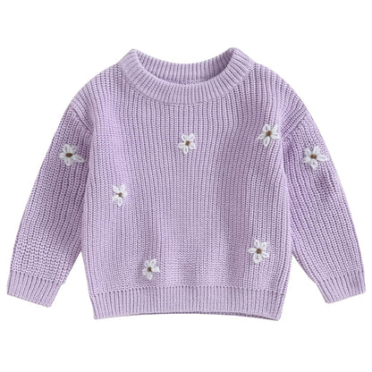 Mubineo Baby Girl Winter Clothes Cute Flower Sweater Crewneck Pullover Long Sleeve Knit Newborn Infant Sweaters