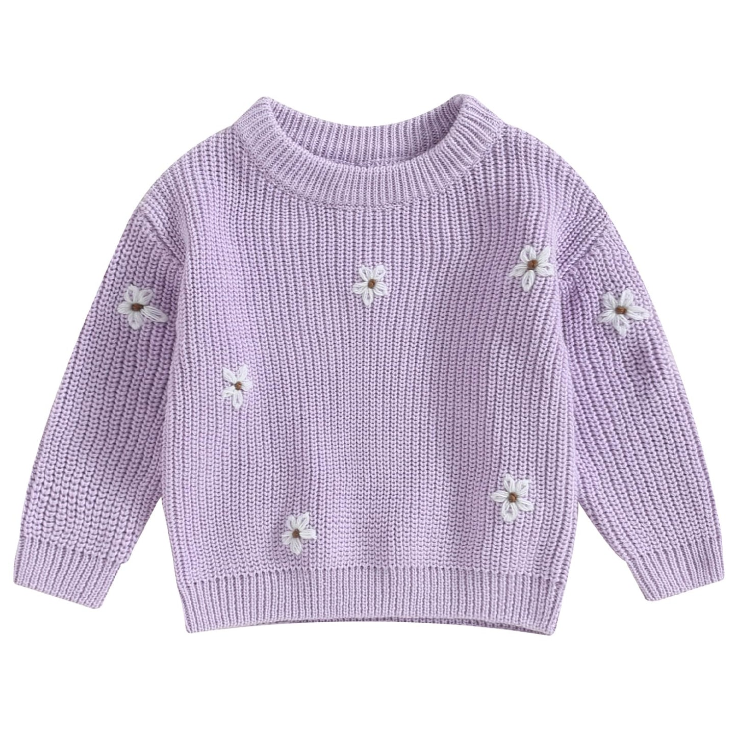 Mubineo Baby Girl Winter Clothes Cute Flower Sweater Crewneck Pullover Long Sleeve Knit Newborn Infant Sweaters