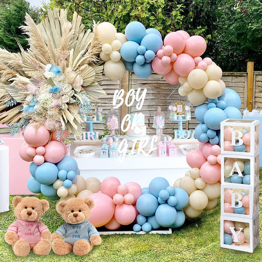 Baby in Bloom Baby Shower Decorations - 116pcs Pink and Sage Green Balloon Arch Kit, BABY in Bloom Backdrop and Baby Boxes with Letters for Pink Floral Baby Shower Decorations for Girl