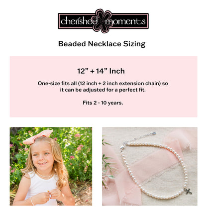 Children's 14K Gold Plated or Sterling Silver Cross Bracelet with Simulated Pearls for Girls First Communion, Baptism, Christening or Dedication Gift