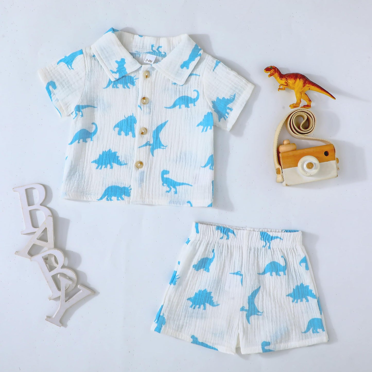 SUREPOCH Baby Boy Clothes Set Summer Toddler Short-Sleeve Shirt & Elastic Waist Shorts Set For Baby Boy Outfits