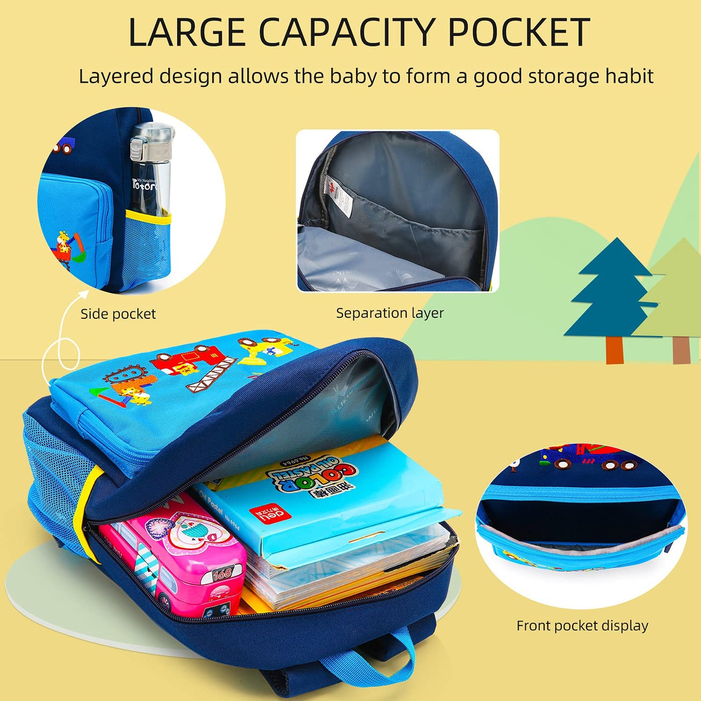 Car Dinosaur Kids Toddler Backpack for Boys and Girls Children Waterproof Preschool Bag(Red Music Party)