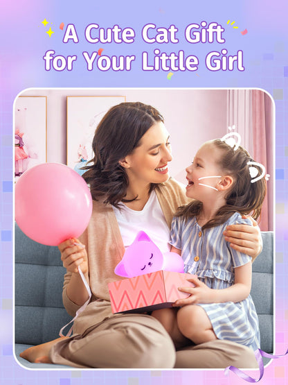 Mubarek Night Light for Kids, 16 Colors Dimmable Kids Night Light lamp, Remote Silicone Night Light for Baby Nursery, Rechargeable Cute Lamp Cat Lamp,Timer Toddler Night Light,Nightlight for Kids Room
