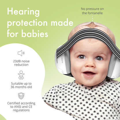Alpine Muffy Baby Ear Protection for Babies and Toddlers up to 36 Months - CE & ANSI Certified - Noise Reduction Earmuffs - Comfortable Baby Headphones Against Hearing Damage & Improves Sleep - Green