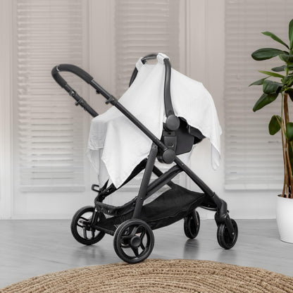 Comfy Cubs Baby Car Seat Cover - Soft, Breathable Bamboo Rayon and Muslin Cotton Blend - Lightweight Canopy for Sun, Bug, and Comfort Protection - Large Size Infant Seat Cover in Sage Design