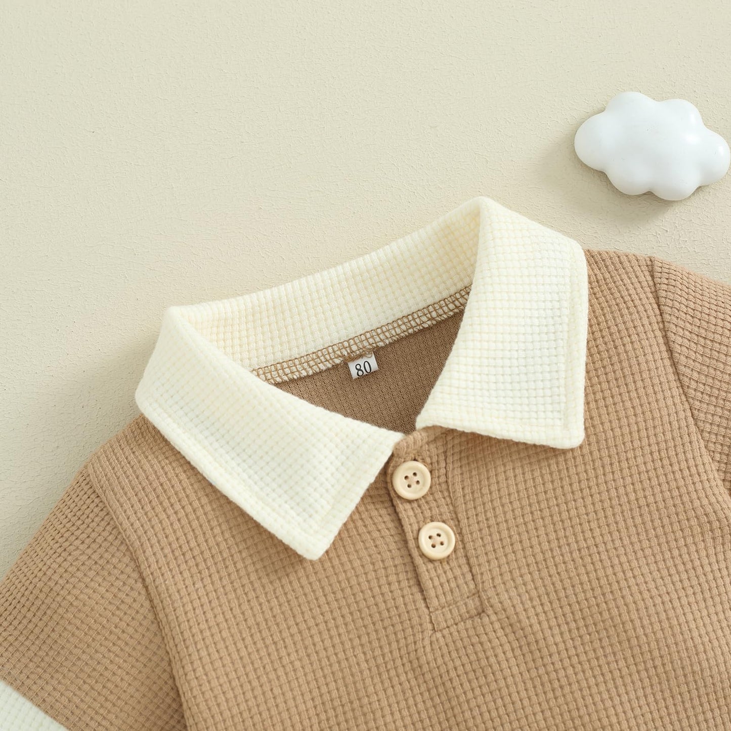Kuriozud Newborn Baby Boy Summer Clothes Button Short Sleeve Romper Bodysuit Shorts Set Toddler Soft Waffle Outfit