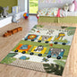 Kids Rug with Cute Animals on a Hot Air Balloon Ride in Pastel, Size: 2'8" x 4'11"